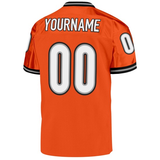 Custom Orange White-Black Mesh Authentic Throwback Football Jersey Custom Orange White-Black Mesh Authentic Throwback Football Jersey