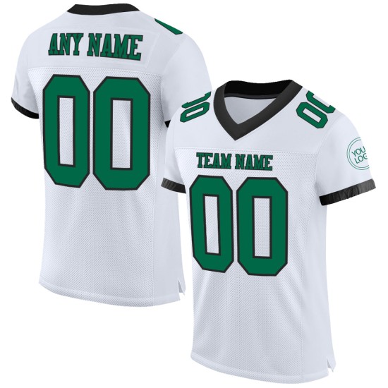 Custom White Kelly Green-Black Mesh Authentic Football Jersey Custom White Kelly Green-Black Mesh Authentic Football Jersey