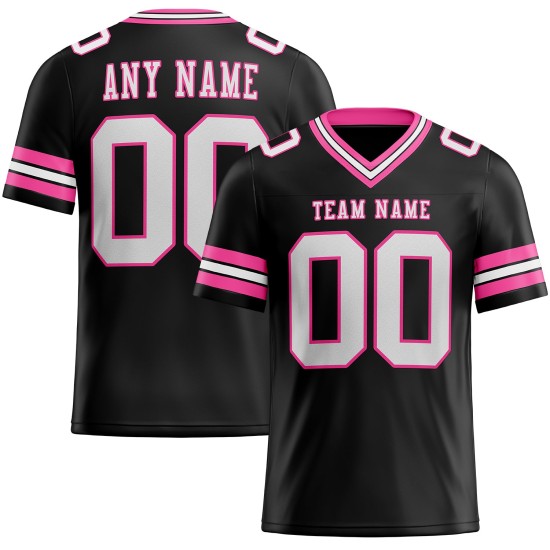 Custom Black White-Pink Mesh Authentic Football Jersey Custom Black White-Pink Mesh Authentic Football Jersey