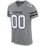 Custom Gray White-Black Mesh Authentic Football Jersey Custom Gray White-Black Mesh Authentic Football Jersey
