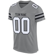 Custom Gray White-Black Mesh Authentic Football Jersey Custom Gray White-Black Mesh Authentic Football Jersey