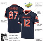 Custom Navy Orange-White Mesh Authentic Throwback Football Jersey Custom Navy Orange-White Mesh Authentic Throwback Football Jersey