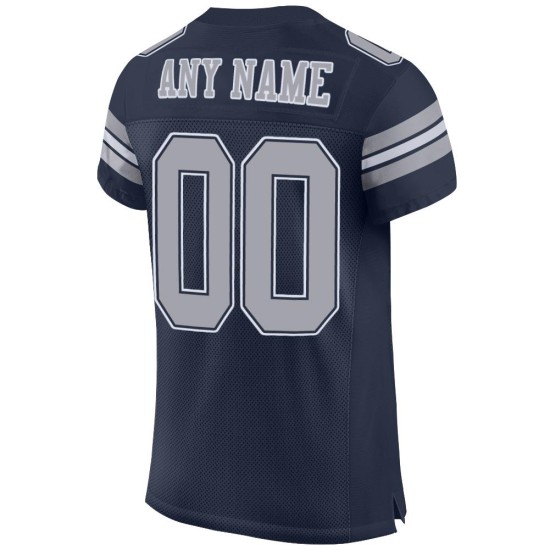 Custom Navy Gray-White Mesh Authentic Football Jersey Custom Navy Gray-White Mesh Authentic Football Jersey