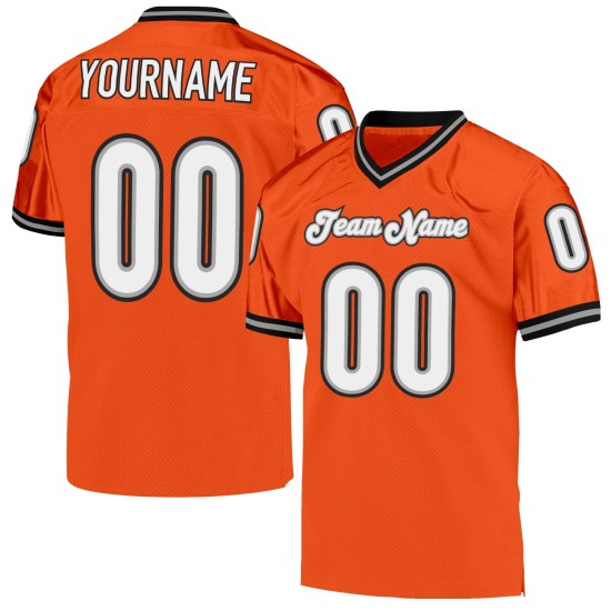 Custom Orange White-Black Mesh Authentic Throwback Football Jersey Custom Orange White-Black Mesh Authentic Throwback Football Jersey