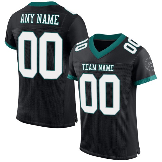 Custom Black White-Midnight Green Mesh Authentic Football Jersey Custom Black White-Midnight Green Mesh Authentic Football Jersey
