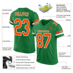 Custom Grass Green Orange-White Mesh Authentic Football Jersey Custom Grass Green Orange-White Mesh Authentic Football Jersey