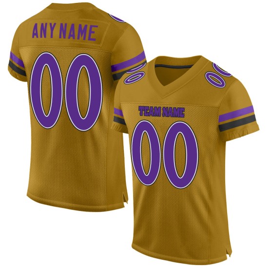 Custom Old Gold Purple-Black Mesh Authentic Football Jersey Custom Old Gold Purple-Black Mesh Authentic Football Jersey
