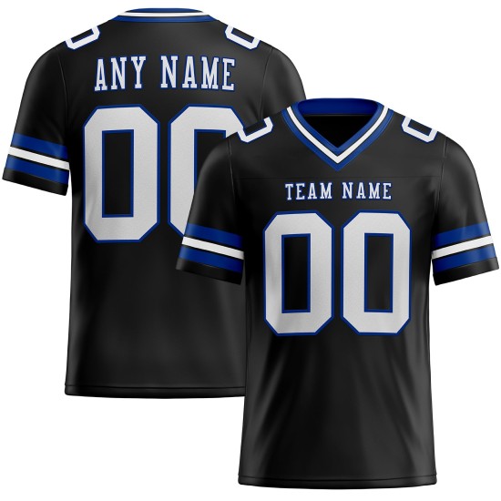 Custom Black White-Royal Mesh Authentic Football Jersey Custom Black White-Royal Mesh Authentic Football Jersey