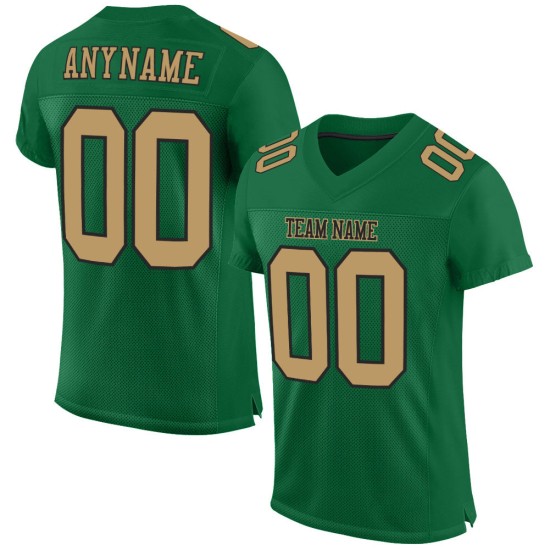 Custom Kelly Green Old Gold-Black Mesh Authentic Football Jersey Custom Kelly Green Old Gold-Black Mesh Authentic Football Jersey