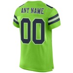 Custom Neon Green Navy-White Mesh Authentic Football Jersey Custom Neon Green Navy-White Mesh Authentic Football Jersey