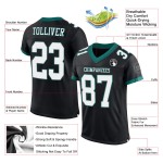 Custom Black White-Midnight Green Mesh Authentic Football Jersey Custom Black White-Midnight Green Mesh Authentic Football Jersey