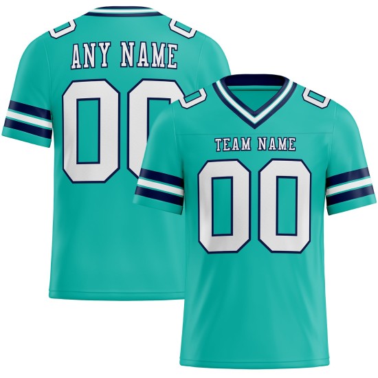 Custom Aqua White-Navy Mesh Authentic Football Jersey Custom Aqua White-Navy Mesh Authentic Football Jersey