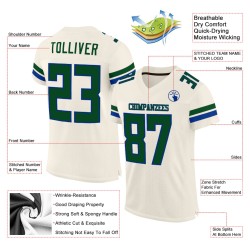 Custom Cream Green-Royal Mesh Authentic Football Jersey Custom Cream Green-Royal Mesh Authentic Football Jersey