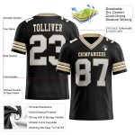Custom Black White-Vegas Gold Mesh Authentic Football Jersey