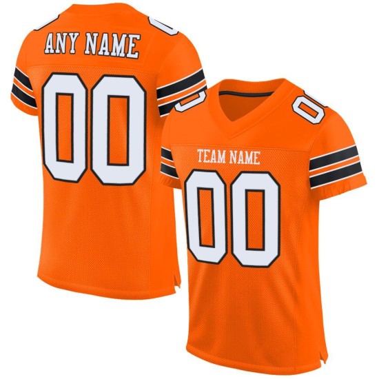 Custom Orange White-Black Mesh Authentic Football Jersey Custom Orange White-Black Mesh Authentic Football Jersey