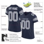Custom Navy Gray-White Mesh Authentic Football Jersey Custom Navy Gray-White Mesh Authentic Football Jersey