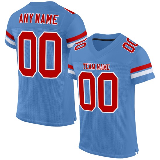 Custom Light Blue Red-White Mesh Authentic Football Jersey Custom Light Blue Red-White Mesh Authentic Football Jersey