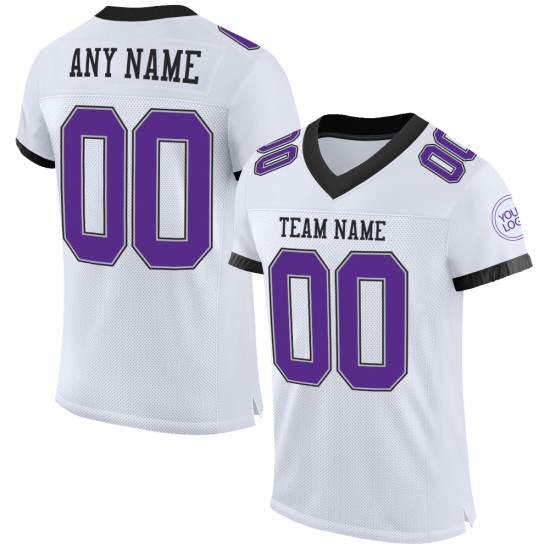 Custom White Purple Gray-Black Mesh Authentic Football Jersey Custom White Purple Gray-Black Mesh Authentic Football Jersey