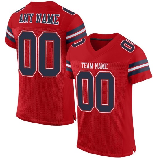 Custom Red Navy-White Mesh Authentic Football Jersey Custom Red Navy-White Mesh Authentic Football Jersey