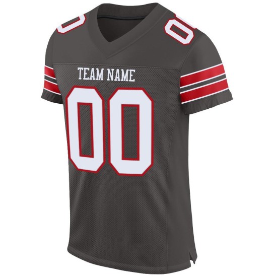 Custom Pewter White-Red Mesh Authentic Football Jersey Custom Pewter White-Red Mesh Authentic Football Jersey