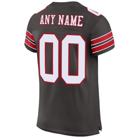 Custom Pewter White-Red Mesh Authentic Football Jersey Custom Pewter White-Red Mesh Authentic Football Jersey