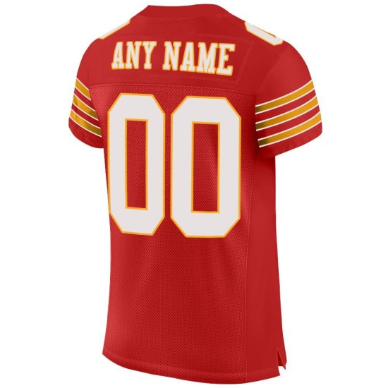Custom Scarlet White-Gold Mesh Authentic Football Jersey Custom Scarlet White-Gold Mesh Authentic Football Jersey