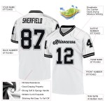 Custom White Black-Gray Mesh Authentic Throwback Football Jersey Custom White Black-Gray Mesh Authentic Throwback Football Jersey