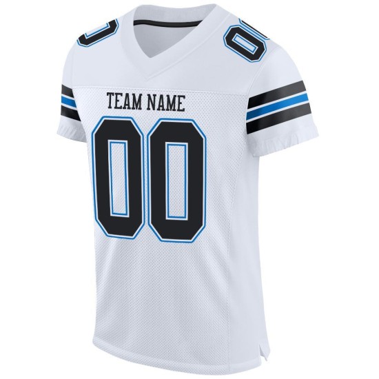 Custom White Black-Panther Blue Mesh Authentic Football Jersey Custom White Black-Panther Blue Mesh Authentic Football Jersey