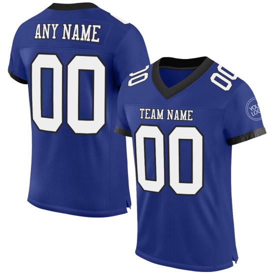 Custom Royal White-Balck Mesh Authentic Football Jersey Custom Royal White-Balck Mesh Authentic Football Jersey