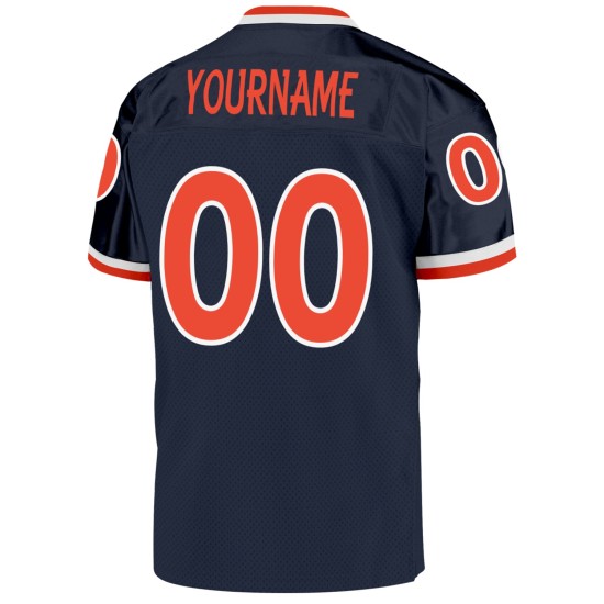 Custom Navy Orange-White Mesh Authentic Throwback Football Jersey Custom Navy Orange-White Mesh Authentic Throwback Football Jersey