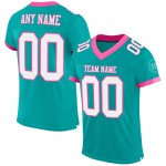 Custom Aqua White-Pink Mesh Authentic Football Jersey Custom Aqua White-Pink Mesh Authentic Football Jersey