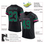 Custom Black Kelly Green-Pink Mesh Authentic Football Jersey Custom Black Kelly Green-Pink Mesh Authentic Football Jersey