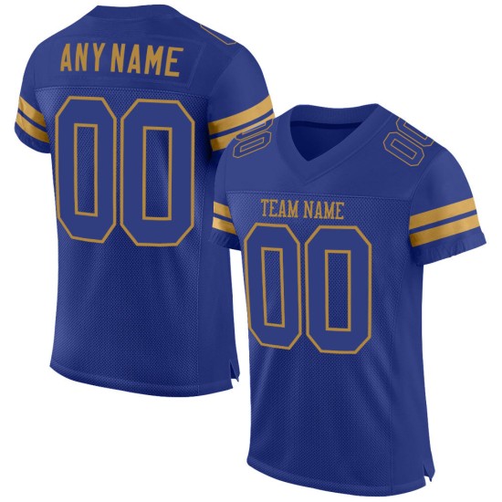 Custom Royal Royal-Old Gold Mesh Authentic Football Jersey Custom Royal Royal-Old Gold Mesh Authentic Football Jersey