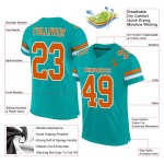 Custom Aqua Texas Orange-White Mesh Authentic Football Jersey Custom Aqua Texas Orange-White Mesh Authentic Football Jersey