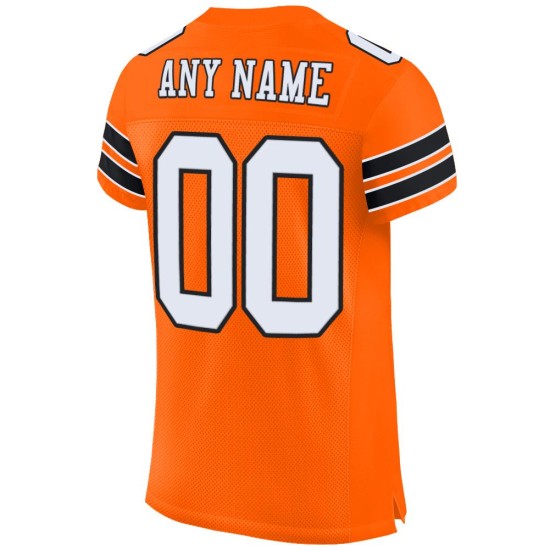Custom Orange White-Black Mesh Authentic Football Jersey Custom Orange White-Black Mesh Authentic Football Jersey