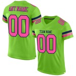 Custom Neon Green Pink-Navy Mesh Authentic Football Jersey Custom Neon Green Pink-Navy Mesh Authentic Football Jersey