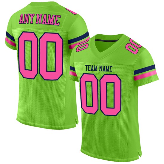 Custom Neon Green Pink-Navy Mesh Authentic Football Jersey Custom Neon Green Pink-Navy Mesh Authentic Football Jersey