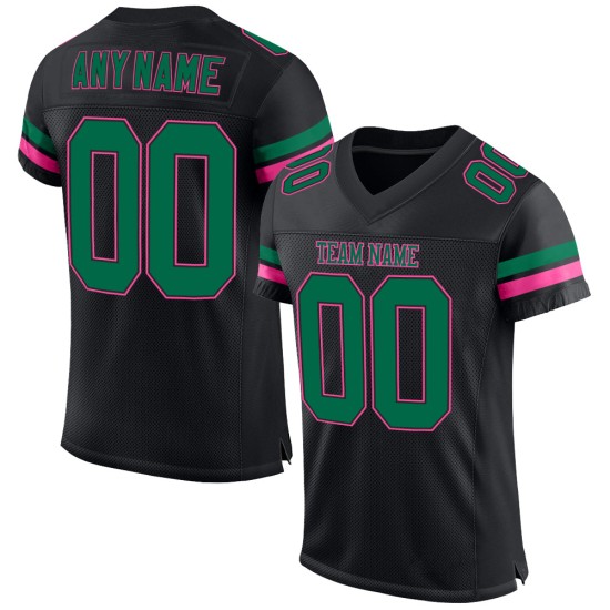 Custom Black Kelly Green-Pink Mesh Authentic Football Jersey Custom Black Kelly Green-Pink Mesh Authentic Football Jersey