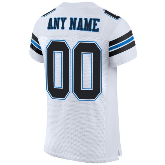 Custom White Black-Panther Blue Mesh Authentic Football Jersey Custom White Black-Panther Blue Mesh Authentic Football Jersey